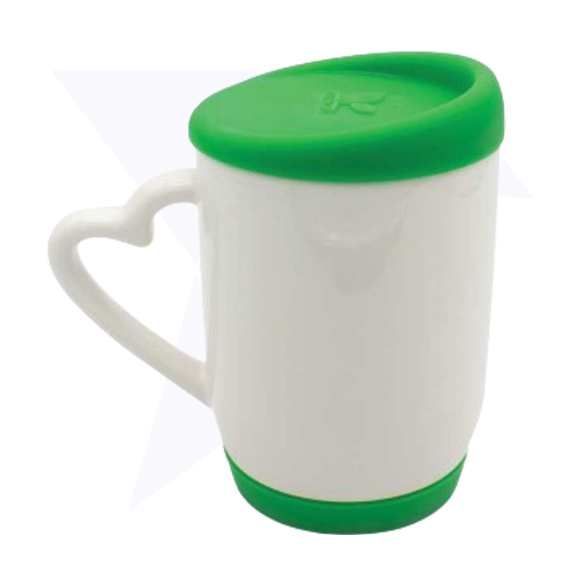 Mug Blanco Oreja Corazón con Tapa y Base de Silicona