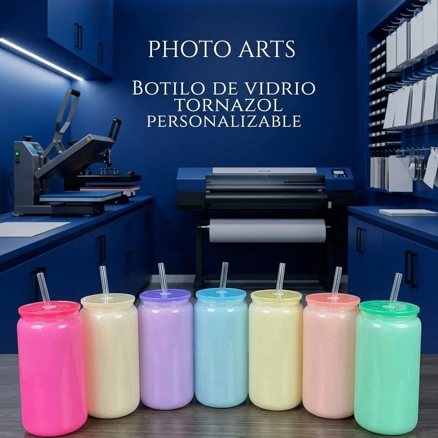 Botilo En Vidrio Tornasol Colores