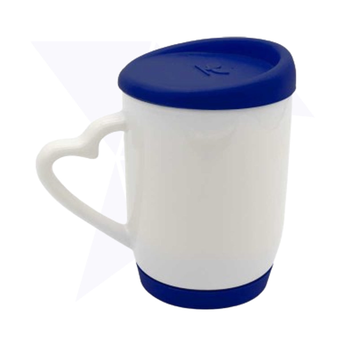 Mug Blanco Oreja Corazón con Tapa y Base de Silicona