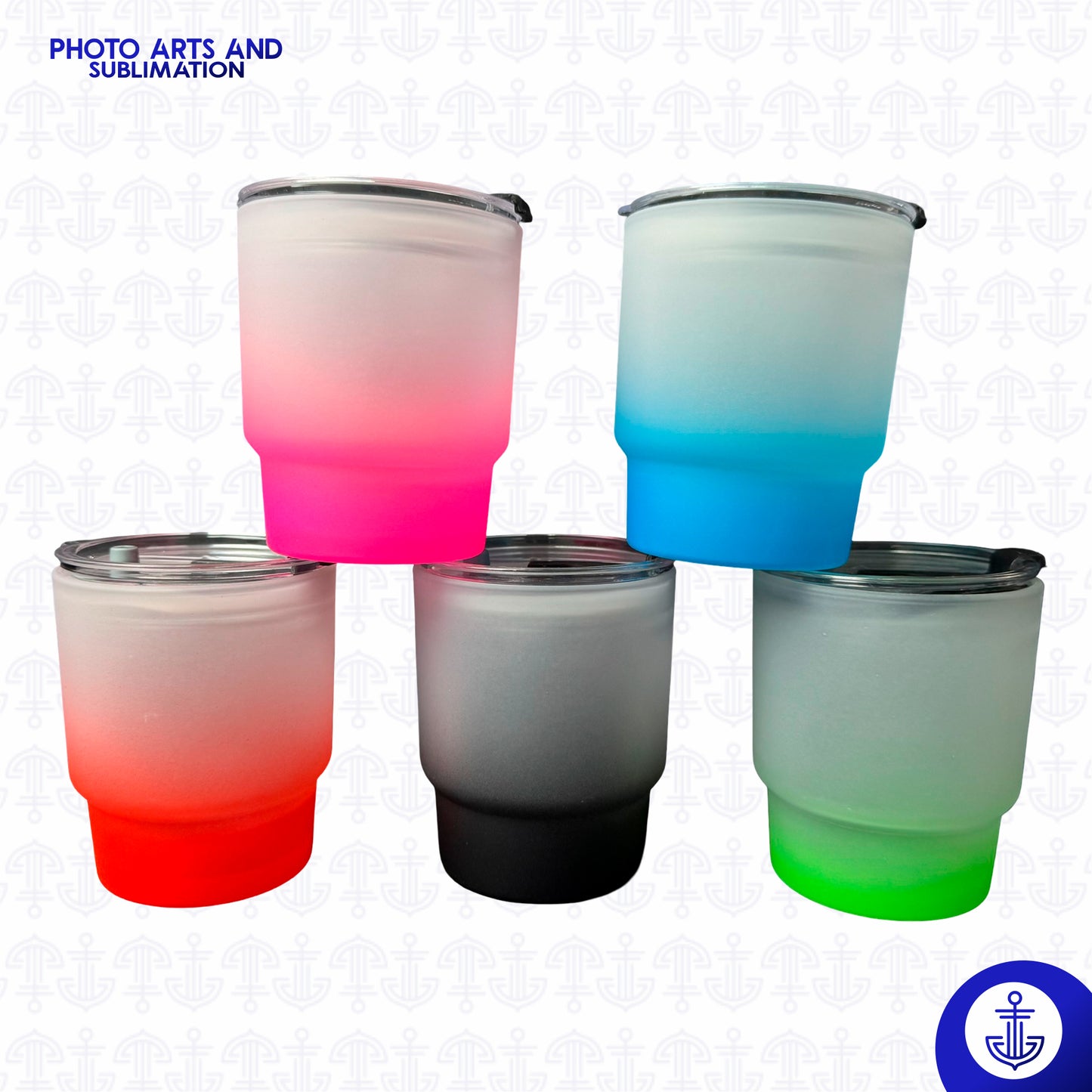 Vaso Opalizado 9 oz con Fondo de Color y Pitillo