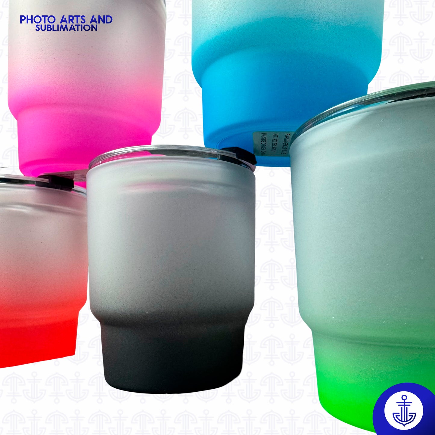 Vaso Opalizado 9 oz con Fondo de Color y Pitillo