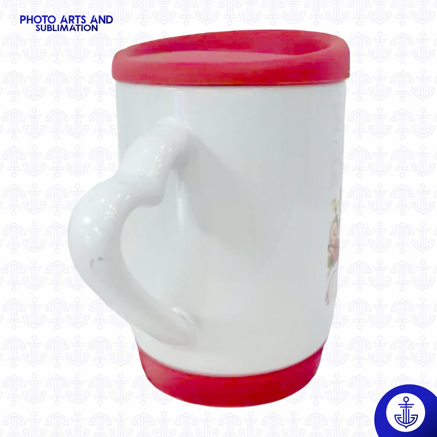 Mug Blanco Oreja Corazón con Tapa y Base de Silicona