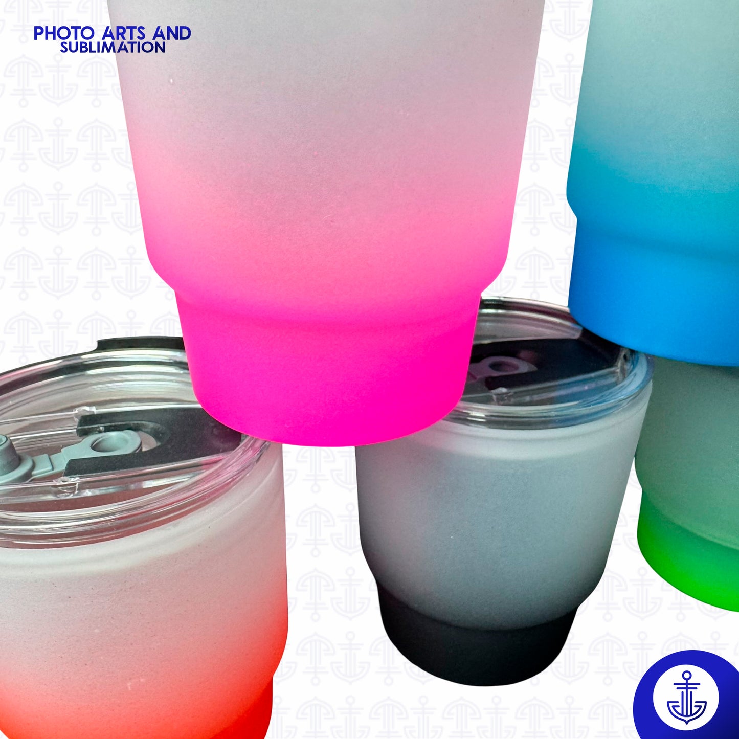 Vaso Opalizado 9 oz con Fondo de Color y Pitillo