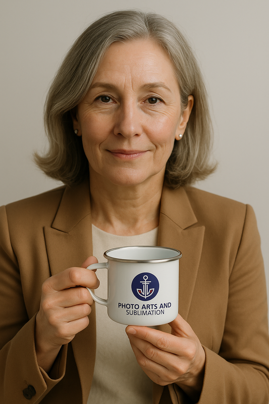 Peltre blanco borde metálico de 6 onz