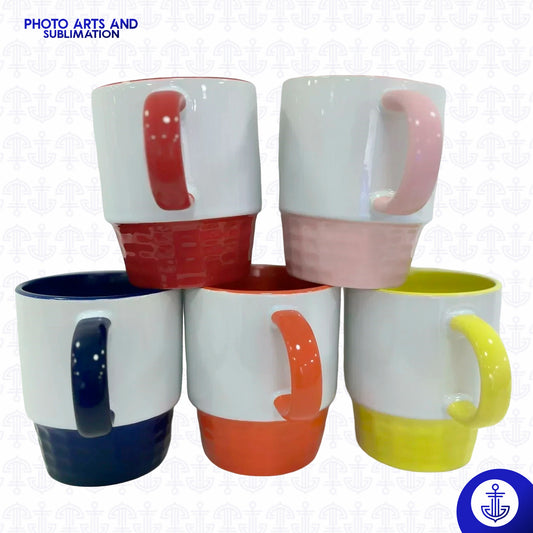 Mug Apilable 11 oz con Fondo y Base de Color