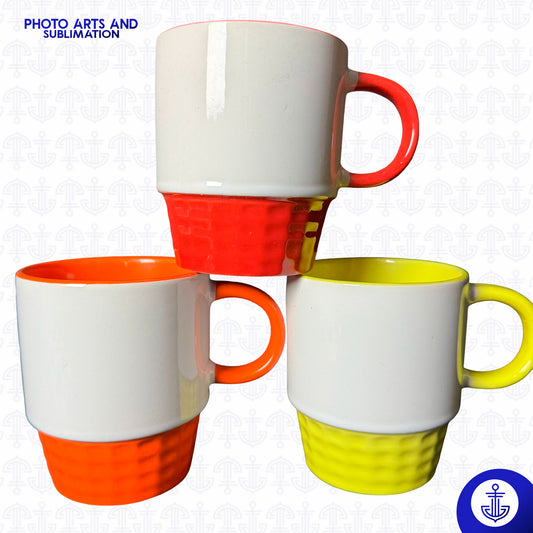 Mug Apilable 11 oz con Fondo y Base de Color