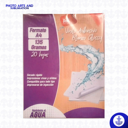 Vinilo Adhesivo Blanco Glossy Resistente al Agua