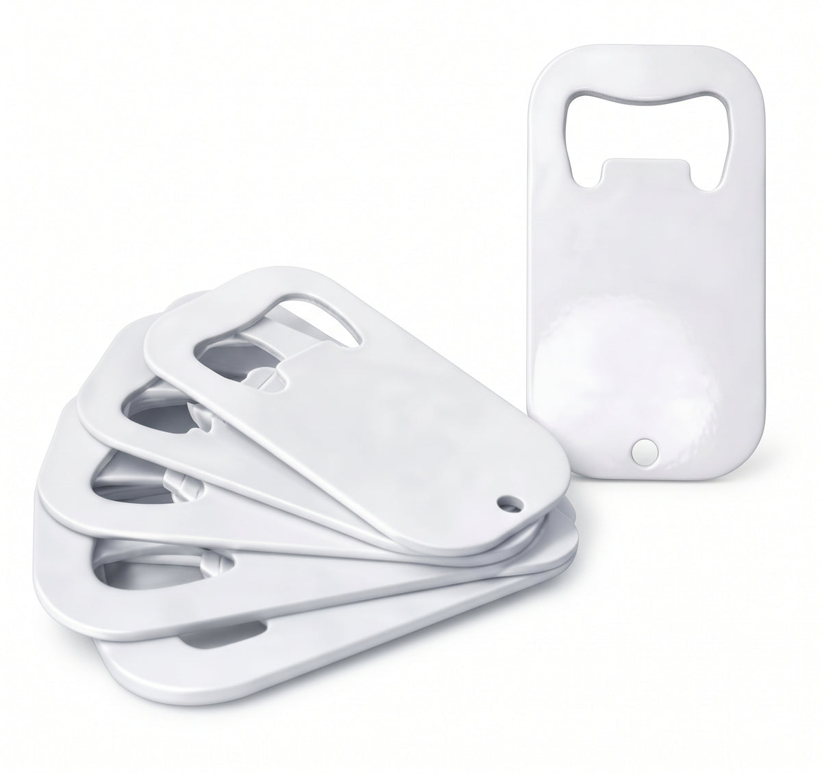 Llavero Destapador Pequeño Metalico Blanco