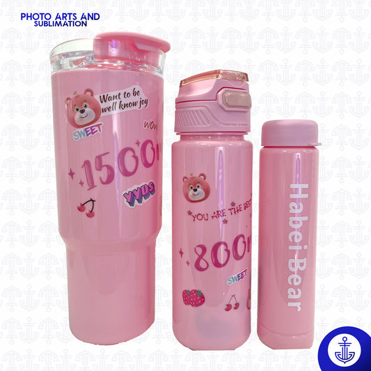 Pack x3 Botellas Motivacionales Unicolor con Adhesivos