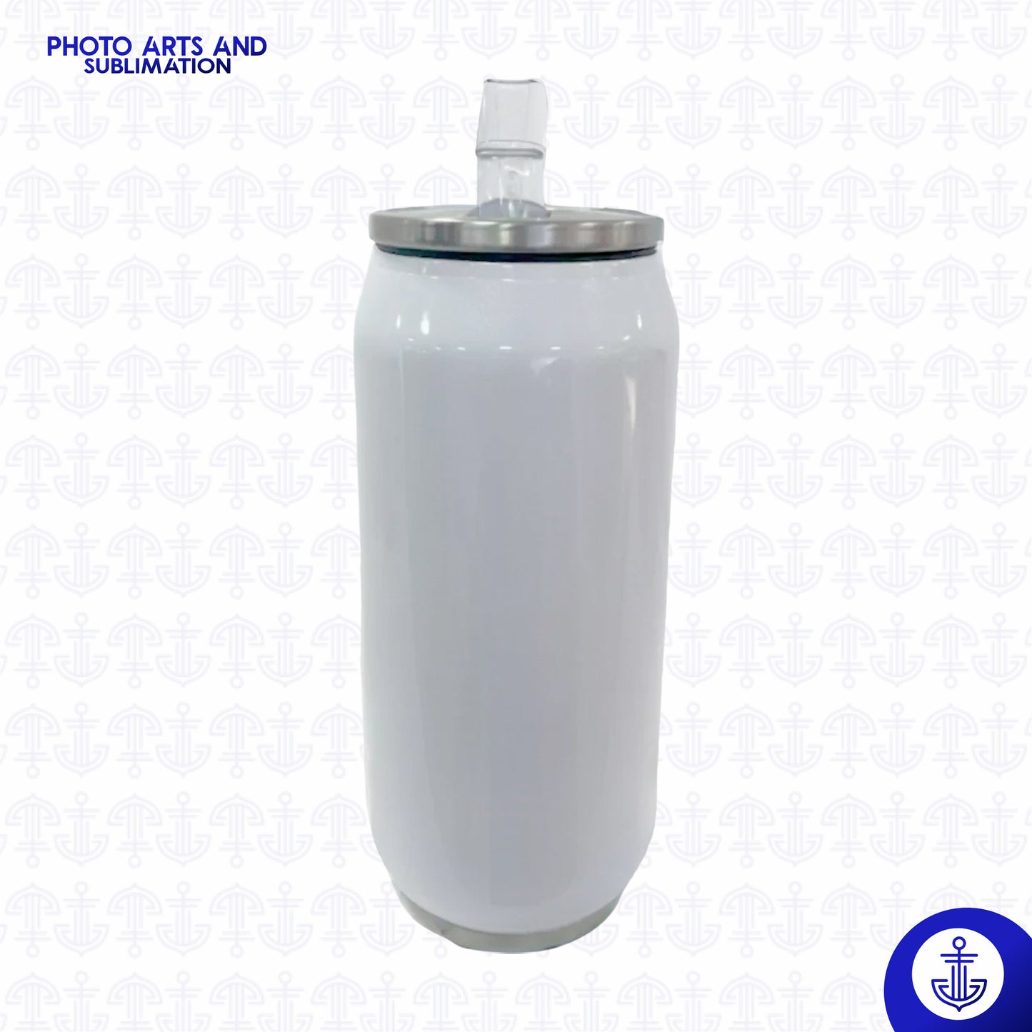 Termo Lata Sublimable con Pitillo Blanco 600 ml