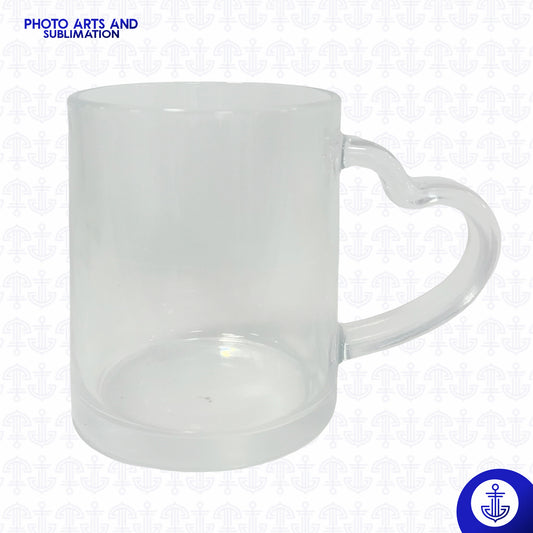 Mug de Cristal con Oreja en Forma de Corazón – 11 oz