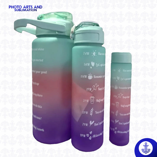 Pack x3 Botellas Motivacionales Tricolor con Adhesivos