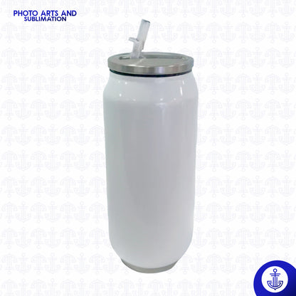 Termo Lata Sublimable con Pitillo Blanco 600 ml