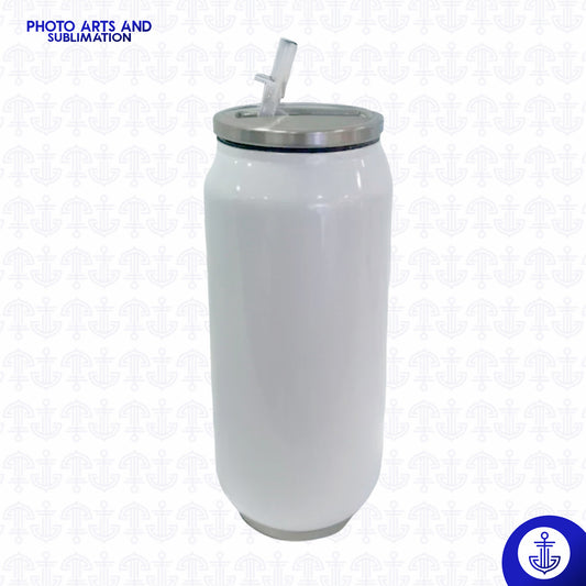 Termo Lata Sublimable con Pitillo Blanco 600 ml