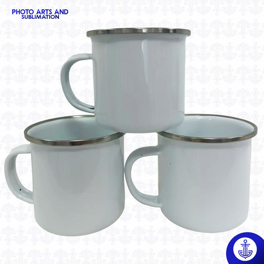 Peltre blanco borde metálico de 6 onz