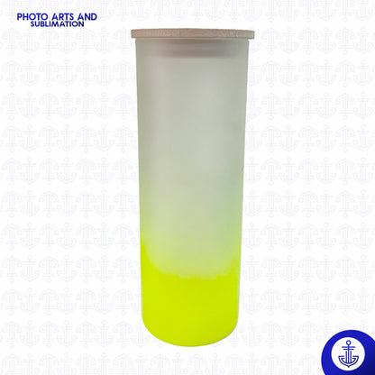 Vaso 15 oz con Fondo de Color y Tapa de Bambú