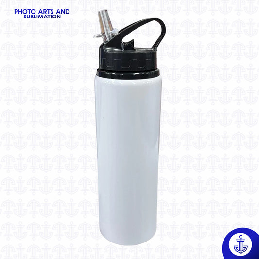 Caramañola Sublimable 700 ml con Pitillo y Tapa Negra