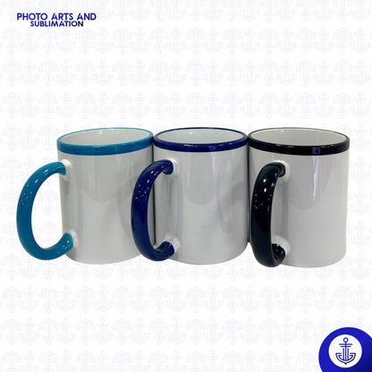 Mug con Oreja y Borde Superior de Color
