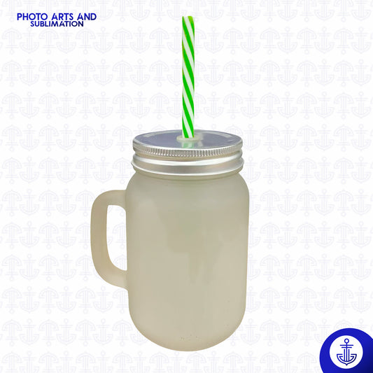Mug Jarra con Pitillo y Fondo de Color