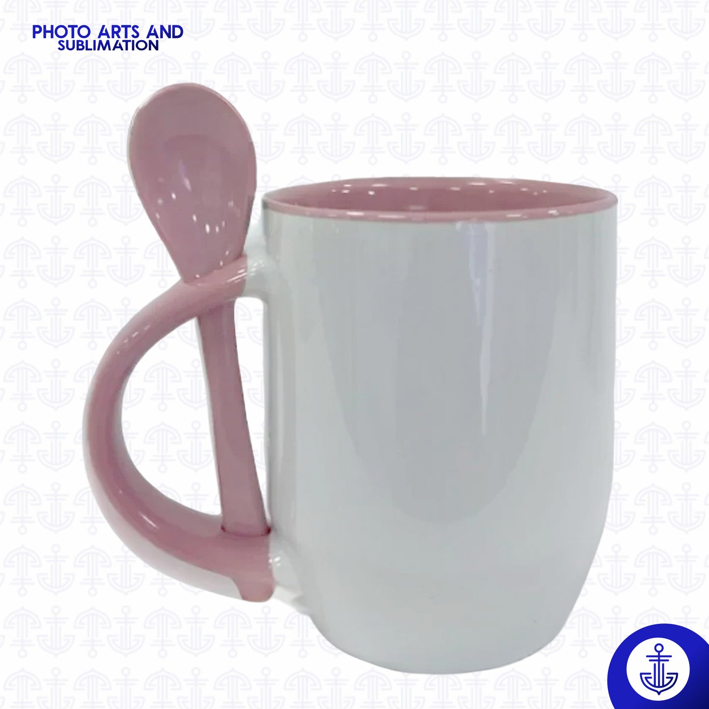 Mug Cónico 11 oz con Fondo de Color y Cuchara