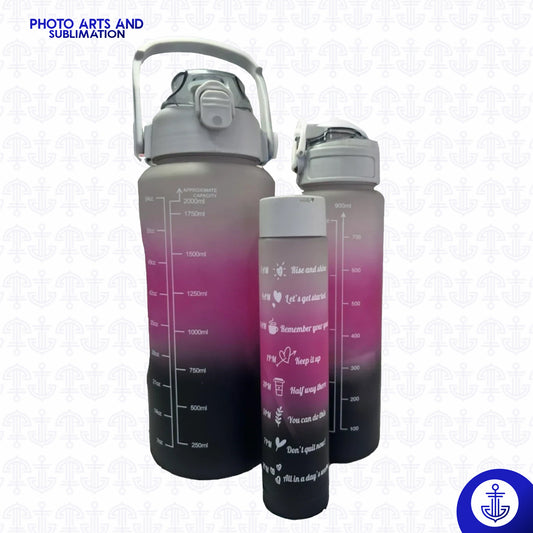 Pack x3 Botellas Motivacionales Tricolor con Adhesivos