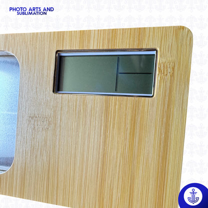 Reloj Digital de Madera con Placa Sublimable
