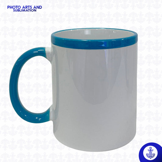 Mug con Oreja y Borde Superior de Color