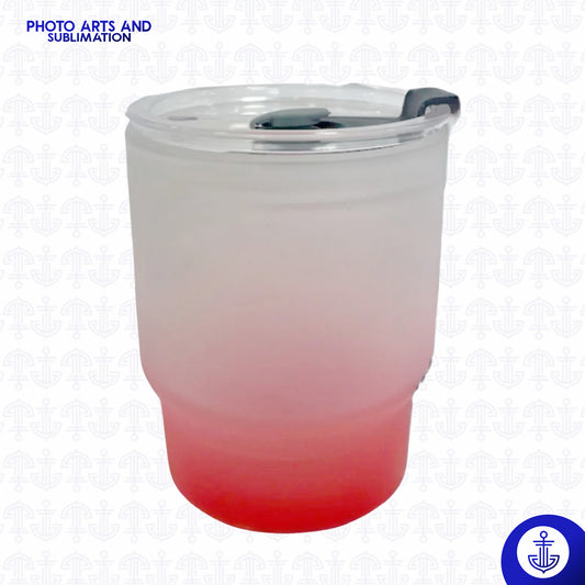 Vaso Opalizado 9 oz con Fondo de Color y Pitillo