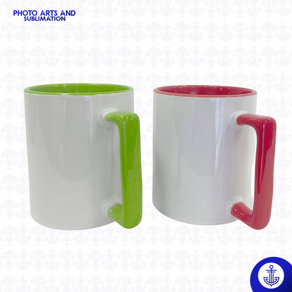 Mug Cuadrado con Fondo y Oreja de Color