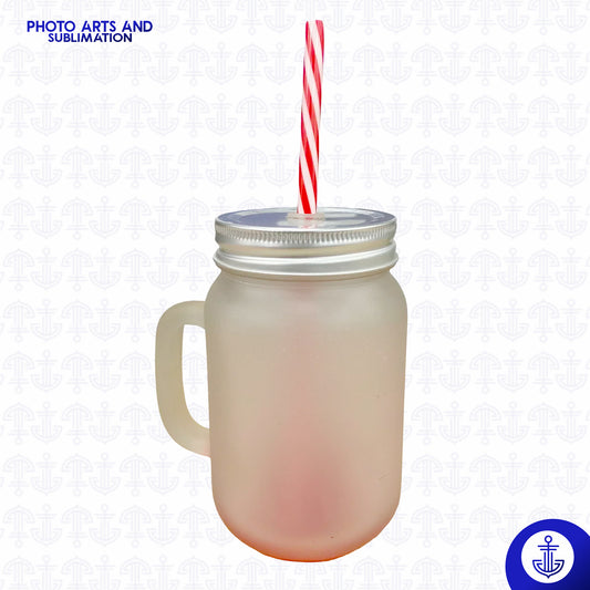 Mug Jarra con Pitillo y Fondo de Color