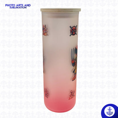Vaso 15 oz con Fondo de Color y Tapa de Bambú