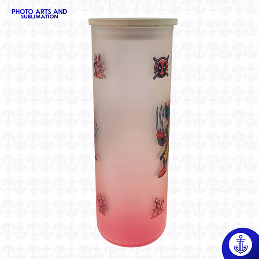 Vaso 15 oz con Fondo de Color y Tapa de Bambú